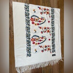 100% Cashmere Embroidered Floral Pashmina Scarf